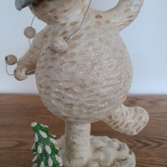 Dancing Snowman With Snowball Garland Shelf Sitter Winter Figurine Corncob Pipe - Picture 12 of 15